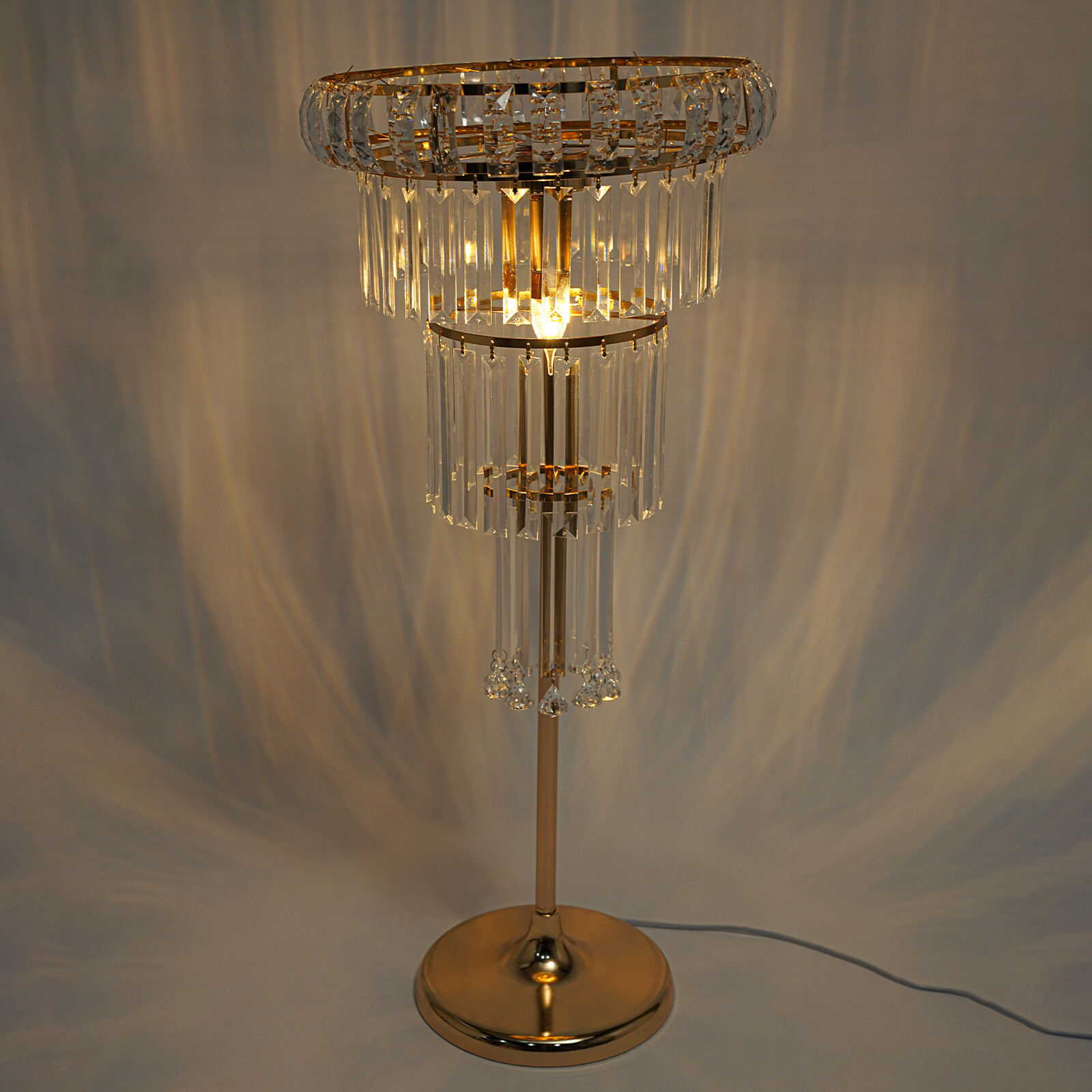 4 Tier Gold Flower Stand Wedding Party Flower Stand 2*LED Centerpiece Decor
