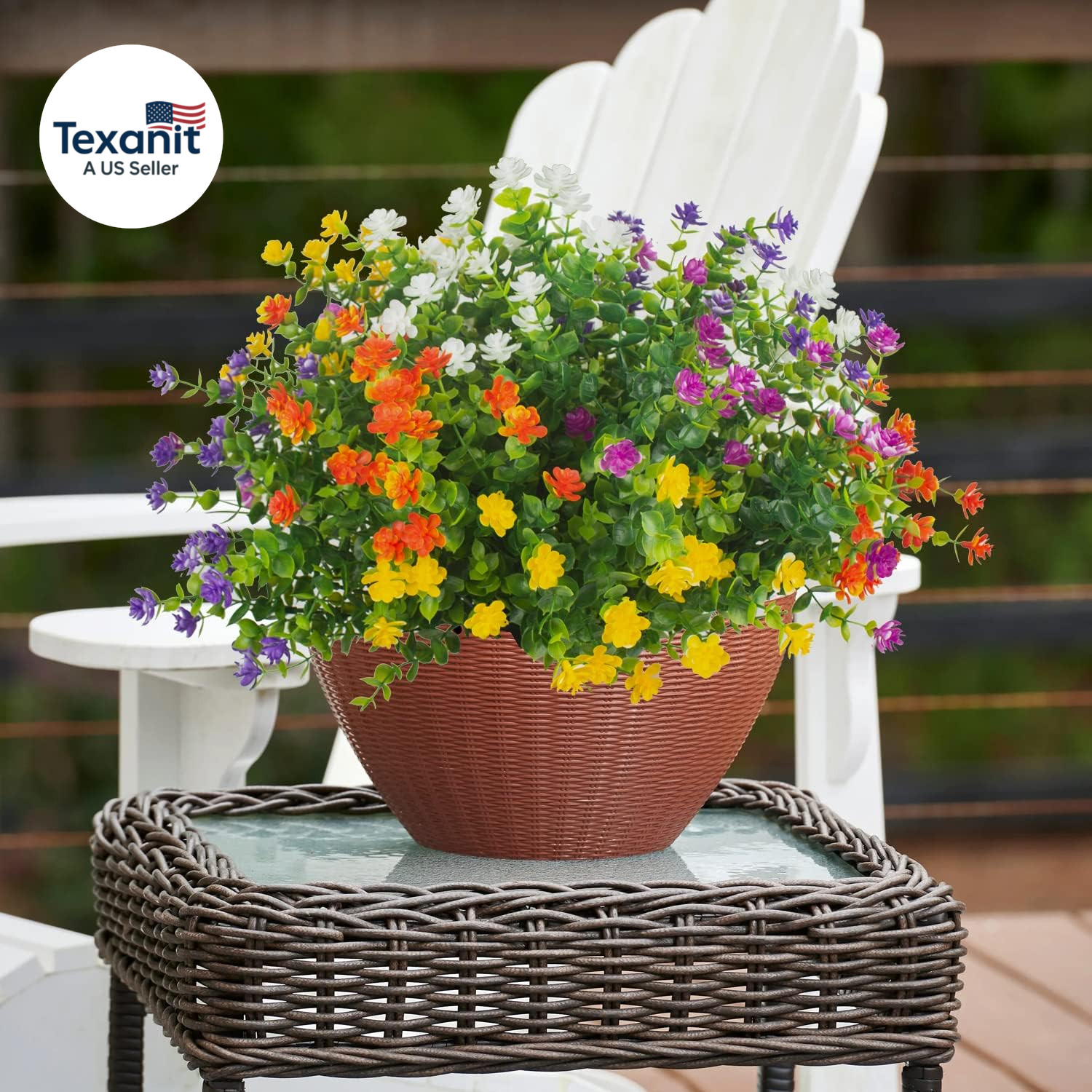 20 Bundles Outdoor Artificial Fake Flowers UV Resistant Boxwood Faux Plastic Pla