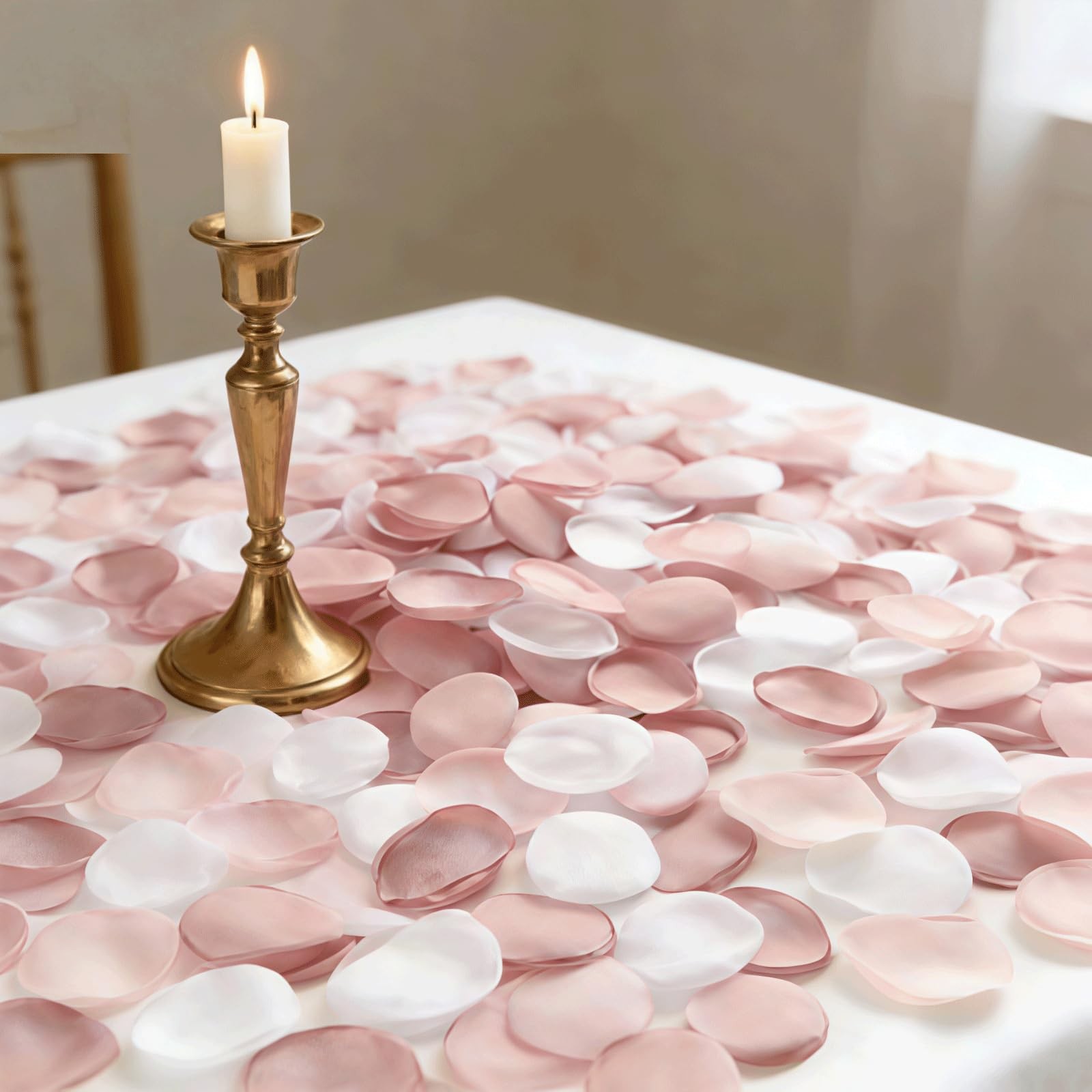 400PCS Pink & White Rose Petals, Faux Silk Flower Petal, Scatter Petals for W…