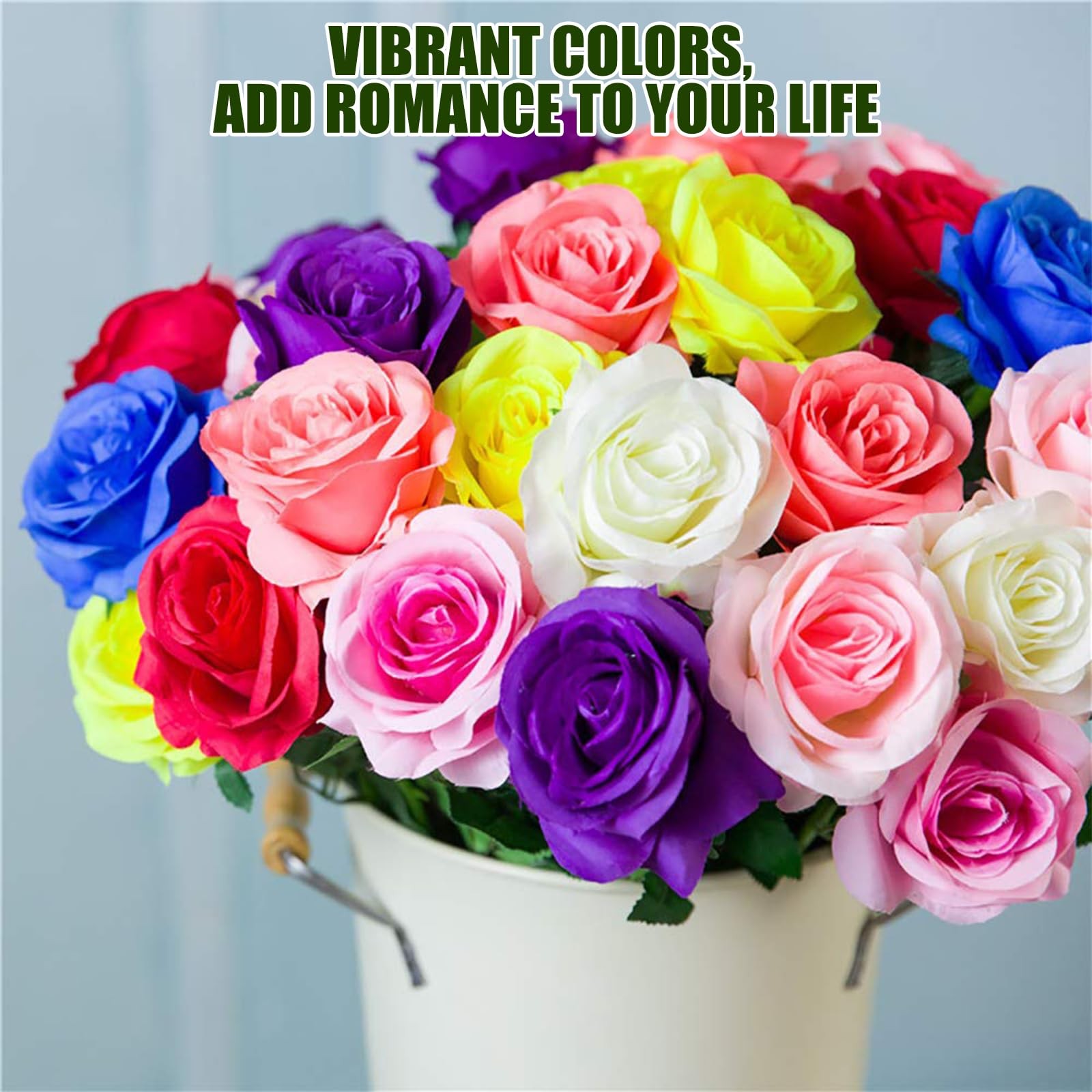 Multicolor Artificial Silk Rose Flower Realistic Fake Flowers Bouquet 10 Pcs