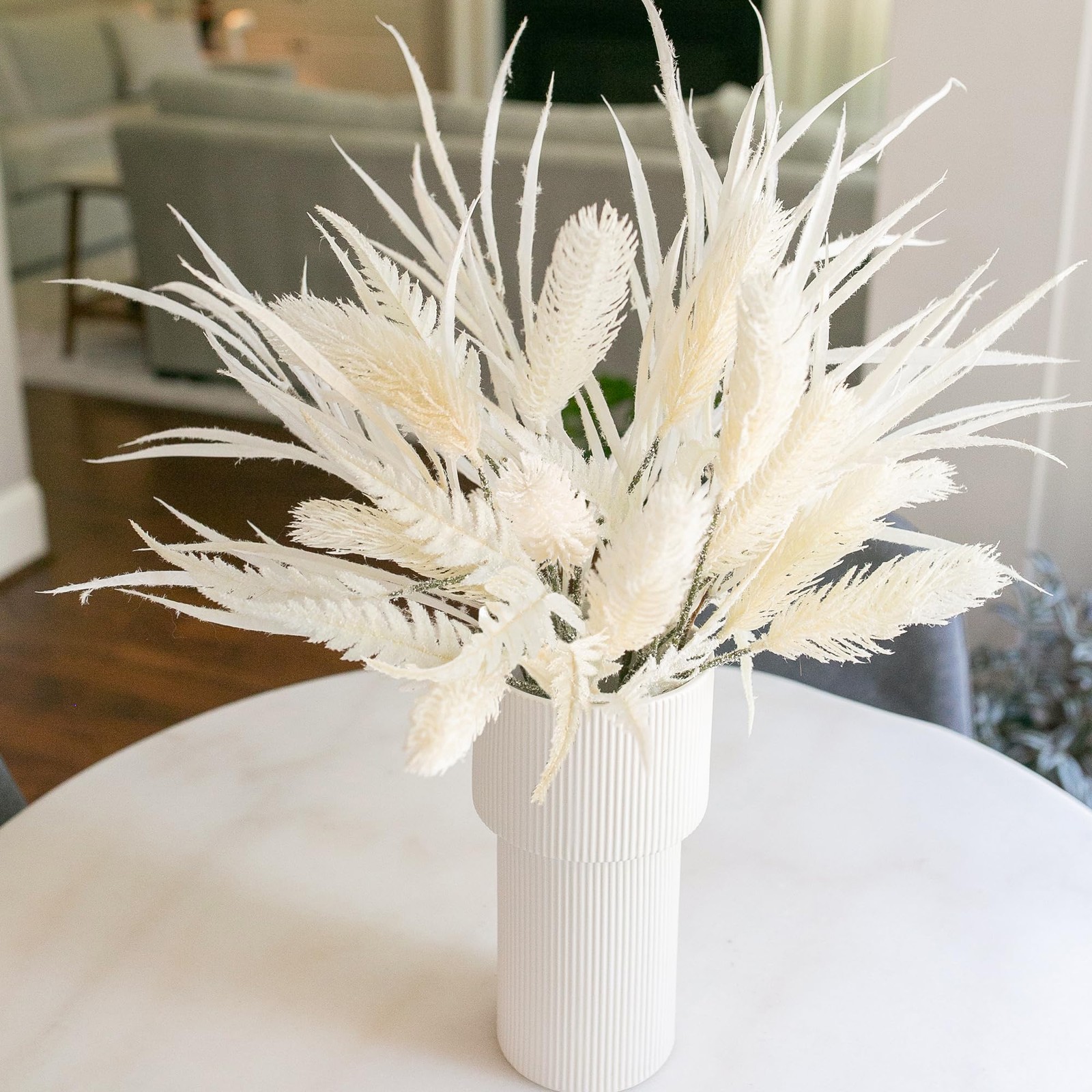 Ivydale 7 PCS Artificial Fall Stems 26in White Flowers Silk Greenery