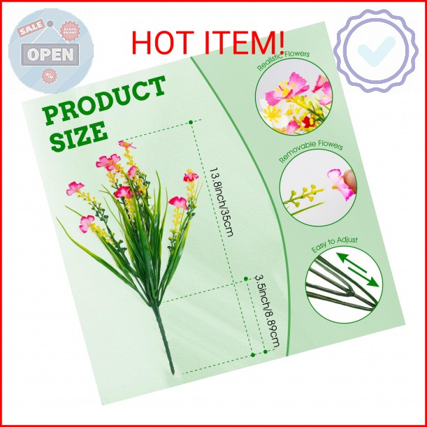 XYBGHFU 12 Bundles Artificial Outdoor Flowers Fake Silk Plants Spring Decoration