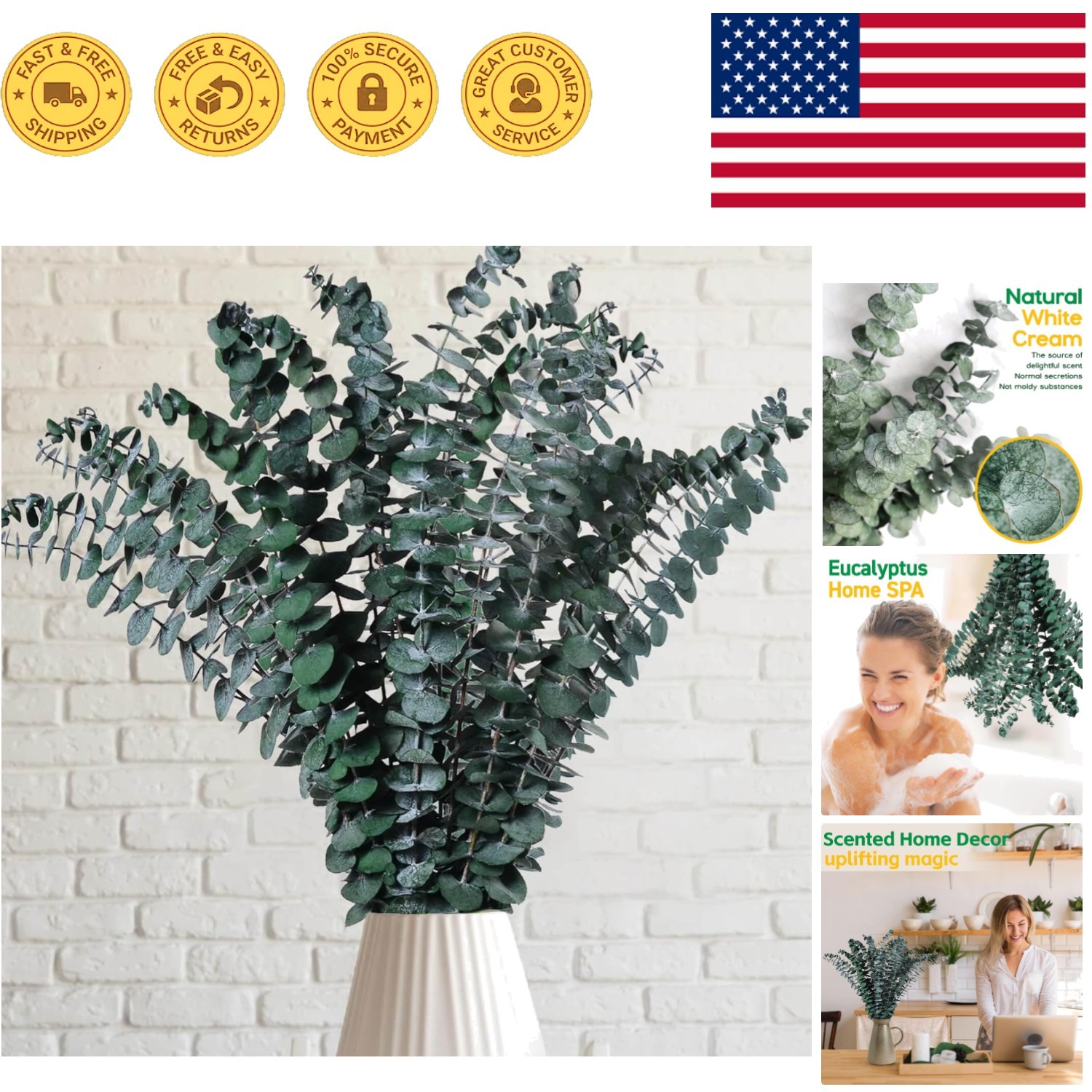 Elegant 12 Pcs Eucalyptus Stems 17″ – Perfect for Vase Fillers and Garlands