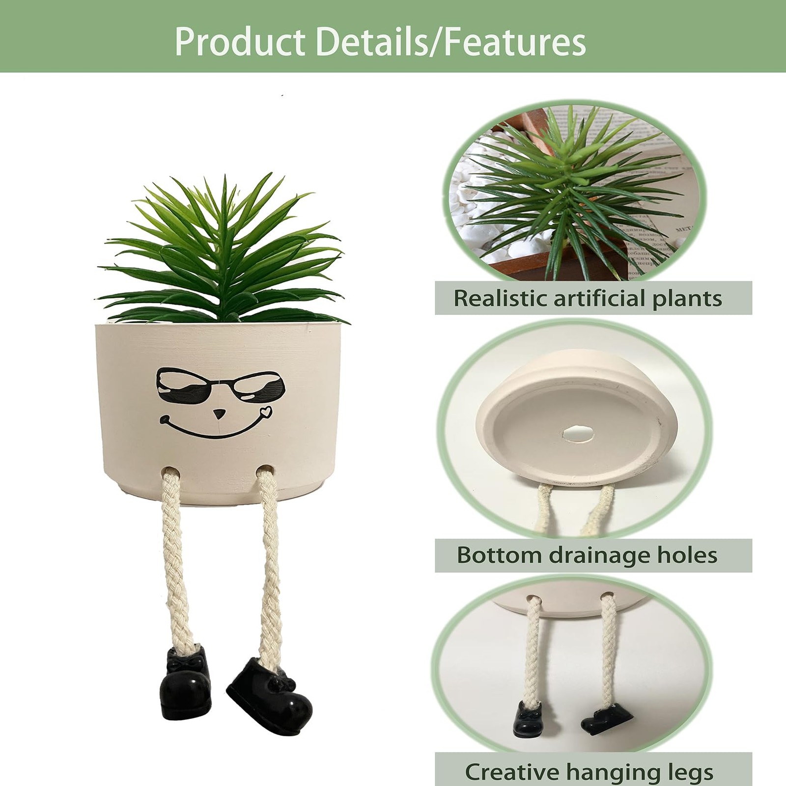 Small Fake Plants with Hanging Legs, Faux Succulents Office Decor, Fake Succu…