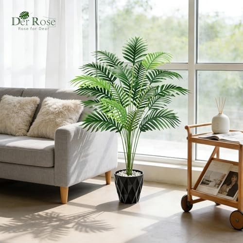 Der Rose 44″ Artificial Palm Tree with Stable Base for Indoor Living Room Off…