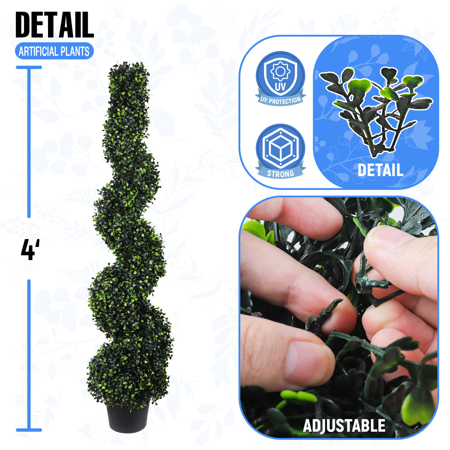 Artificial Tree Fake Spiral Boxwood with Plastic Pot For Indoor Outdoor Festival