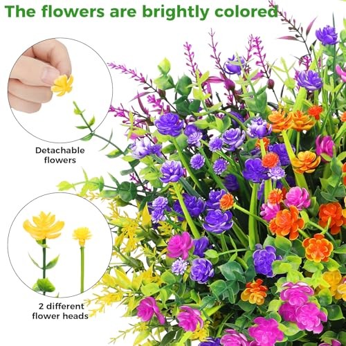 20 Bundles Artificial Flowers for Outdoors Fake Plastic 20 packs Mixedcolor