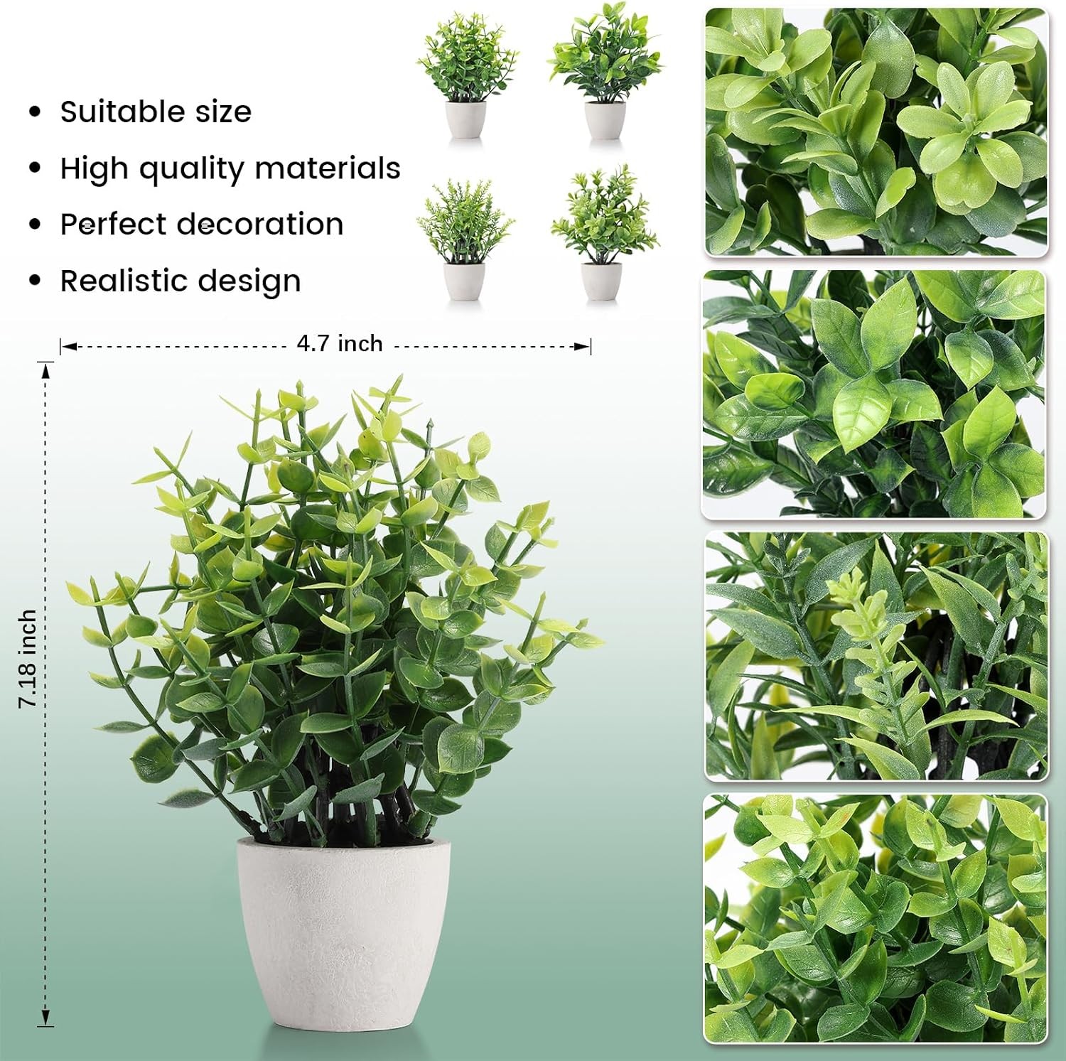 2 Pack Fake Plants Ceramic Mini Artificial Greenery Potted Plants for Home Decor