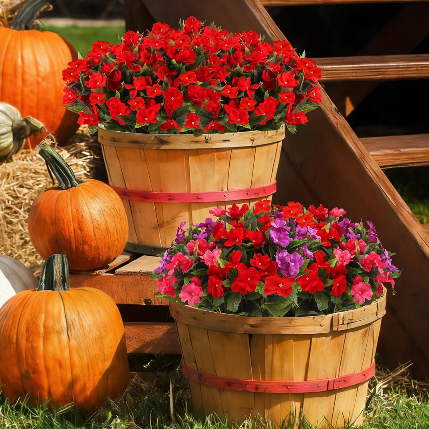 Vibrant Impatiens Artificial Flowers – 6 Bundles for Indoor & Outdoor Decor