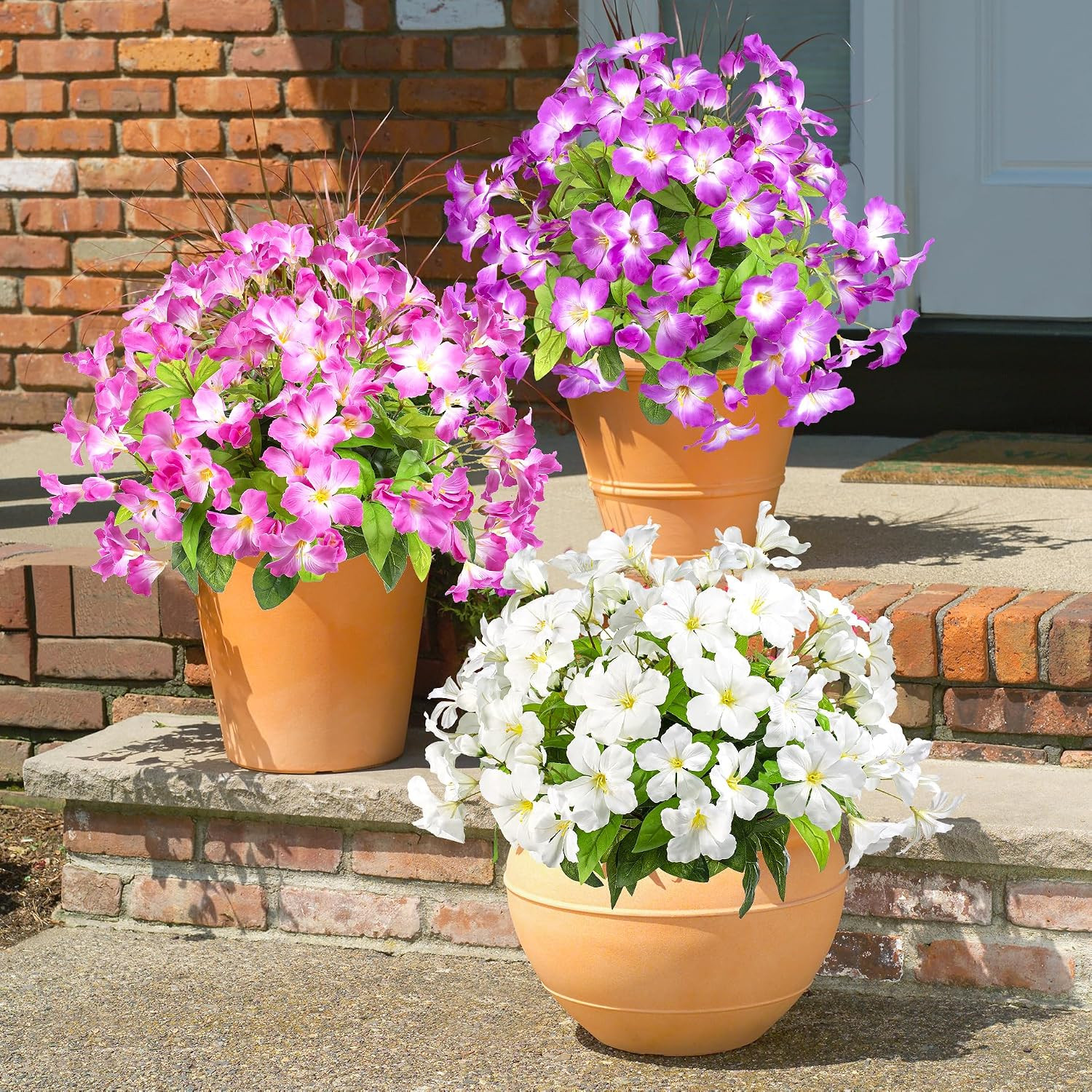 Vibrant 15.7″ Purple Artificial Azalea Flowers – Set of 4 for Outdoor Decor