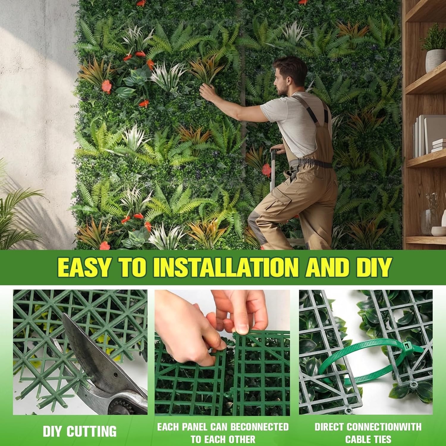 3pcs 40×40 in Faux Greenery Privacy Screen UV Resistant Hedge Panel In/Outdoor