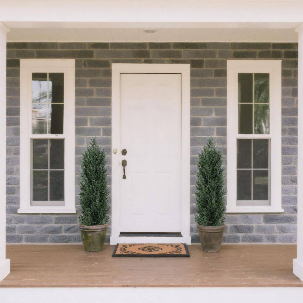 2-Piece 4 Ft. Artificial Cedar Tree Triangular Pines for Garden in Pot