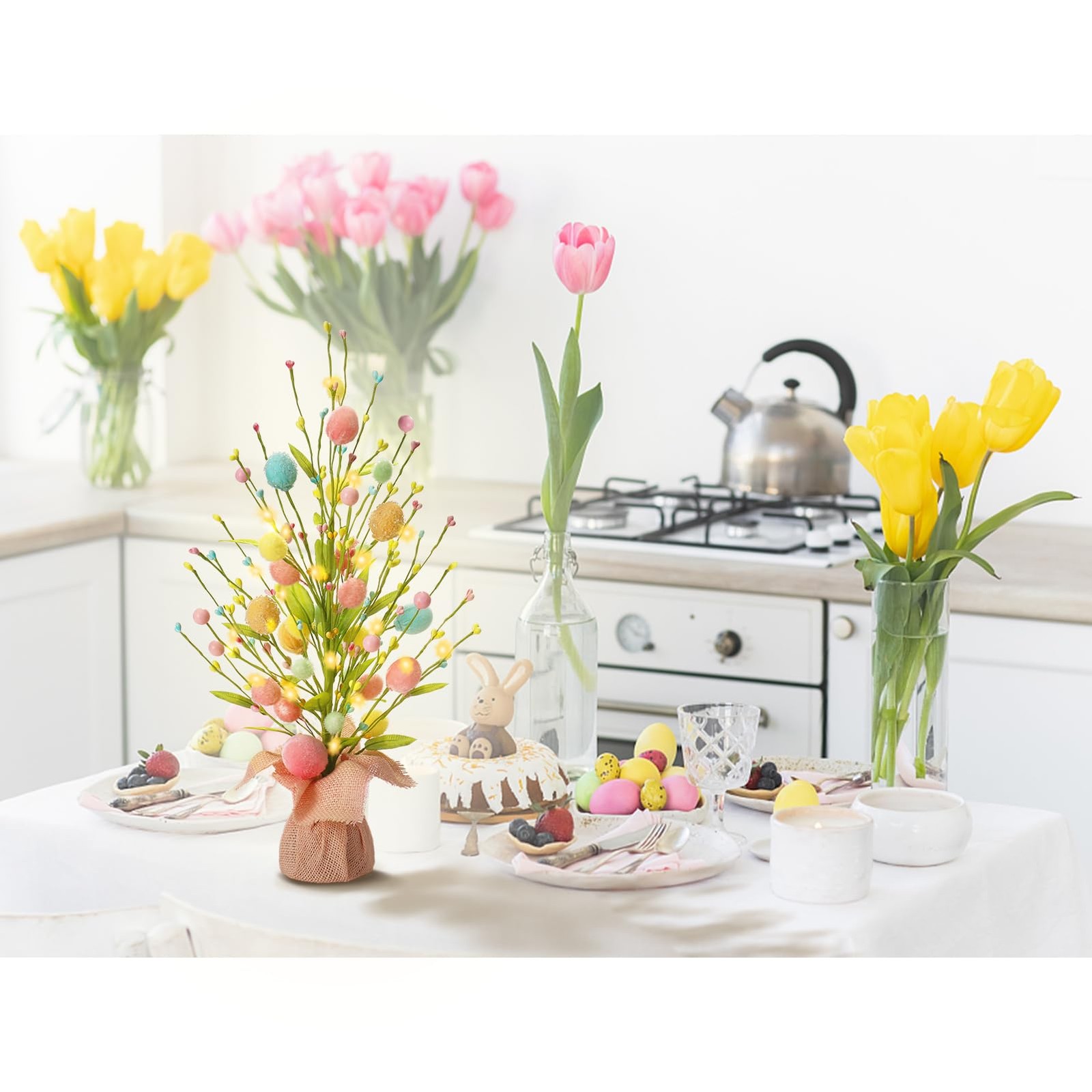 Easter Decorations, Artificial 18 Inch PreLit Easter Egg Tree Tabletop Decor …