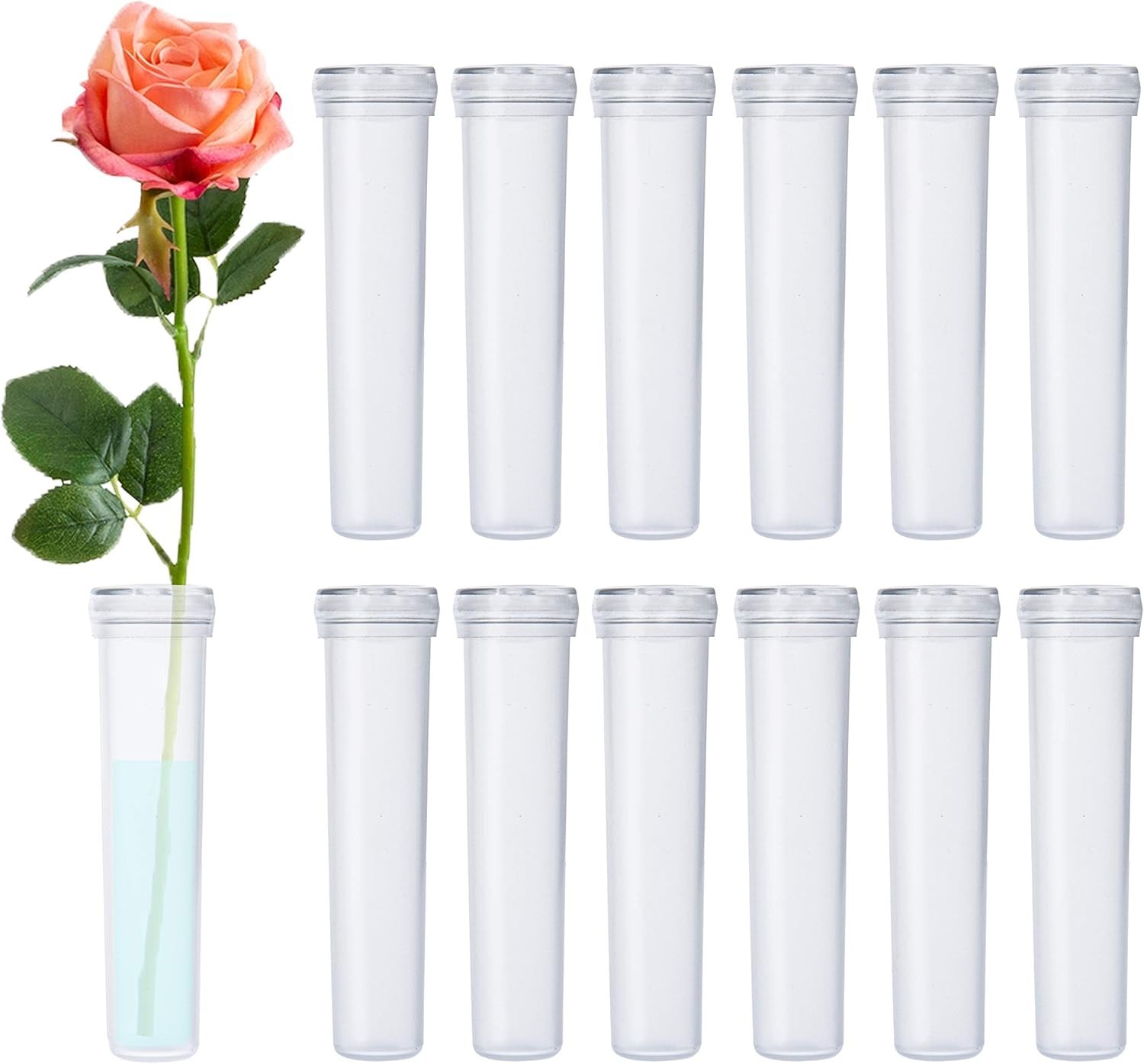 BEADNOVA Floral Water Tubes 2.8 Inch Plastic Water Tubes for Floral Flower Vials