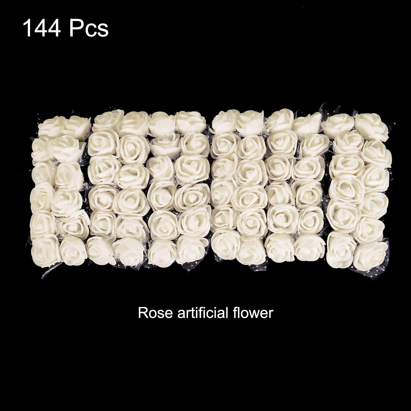 144 PCS White Mini Artificial Rose Flower Heads 0.81 Inch DIY Craft