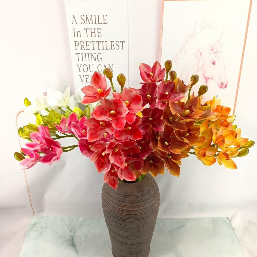 28.5inch Artificial Phalaenopsis Flowers 2 Bunch 10 Large Petals Orchids Fake…