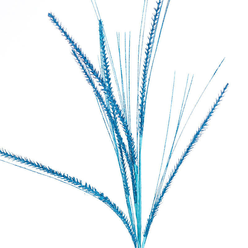 Sparkling Blue Glittered Grass Decorative Sprays | 2 Sprays
