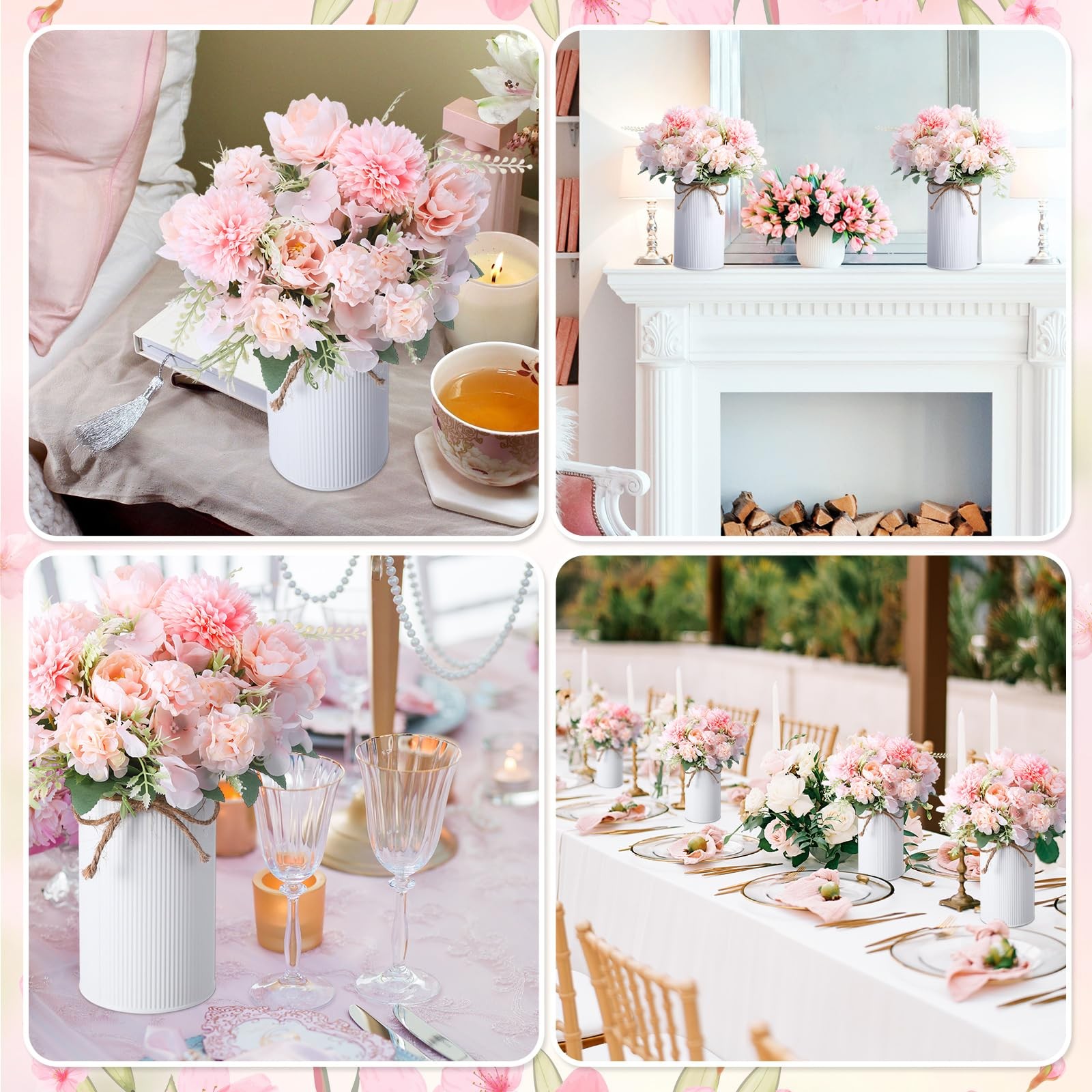 6 Sets Wedding Centerpiece for Table Decoration Light Pink Artificial Fake Ro…