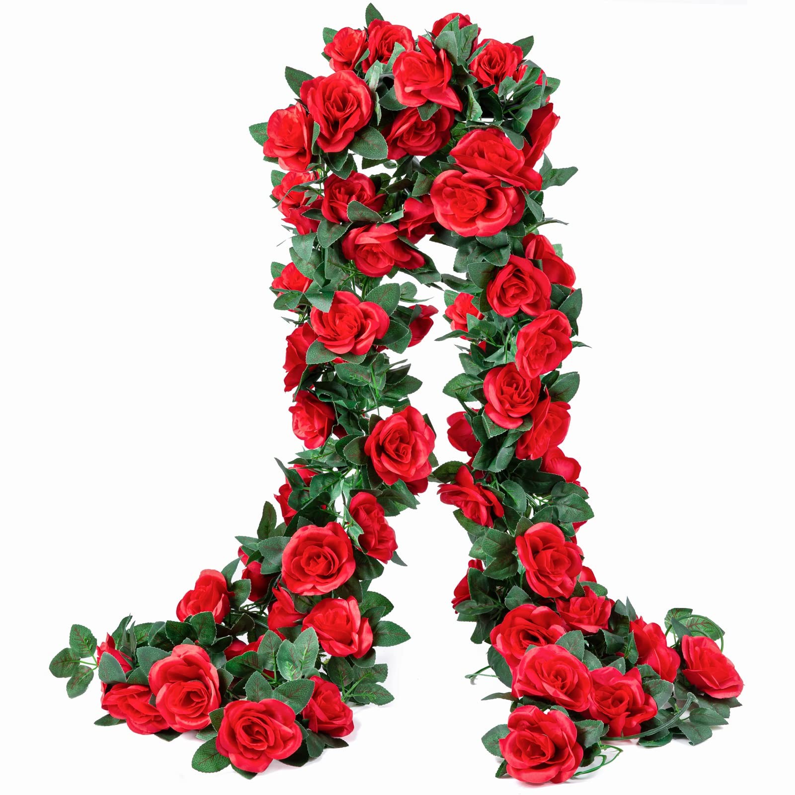2 Pack (16FT) Artificial Rose Vine Fake Flowers Garland Hanging Silk Rose Ivy…