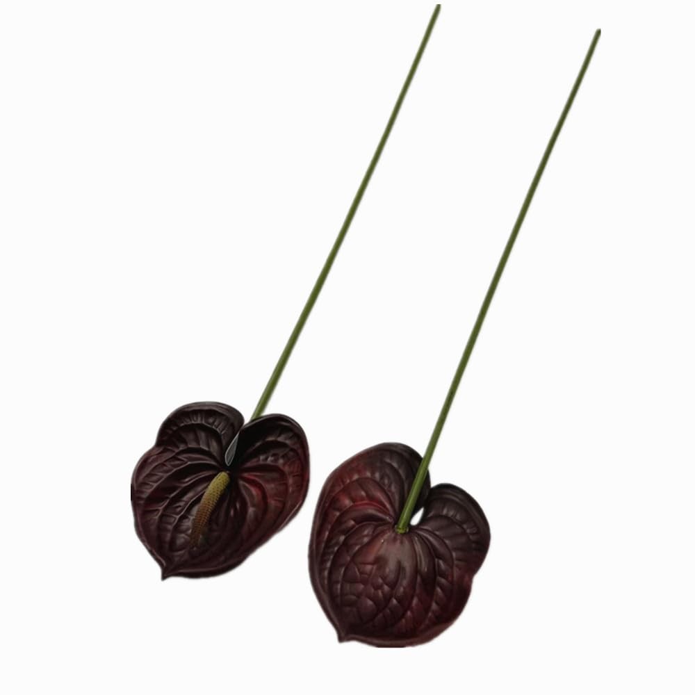 Artificial Anthurium Flowers 5.5 Inch Head Bridal Wedding Burgundy 8 PCS