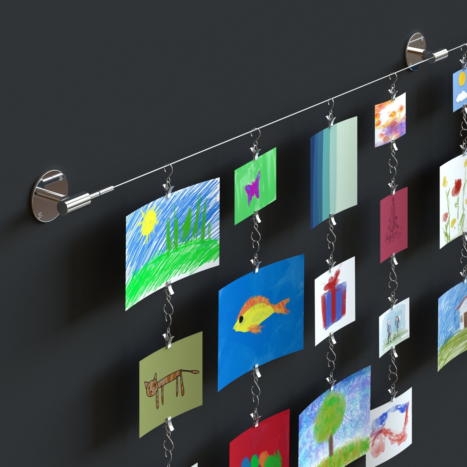 Hanging Wall Display Steel Wire Rod Set For Kids Arts Projects Crafts Organiz…