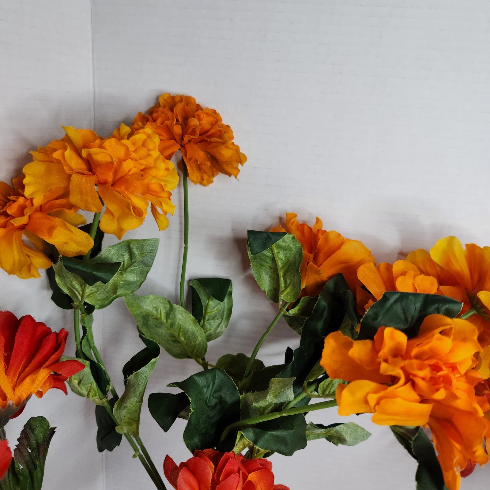 Artificial Fall Flowers Lot Orange Daisy Maple Leaves Autumn Decor Floral Stems