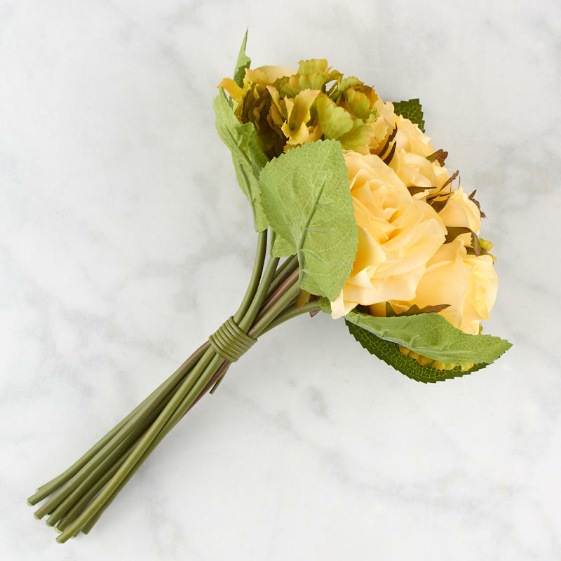 Yellow and Green Hydrangea and Rose Standing Bouquet