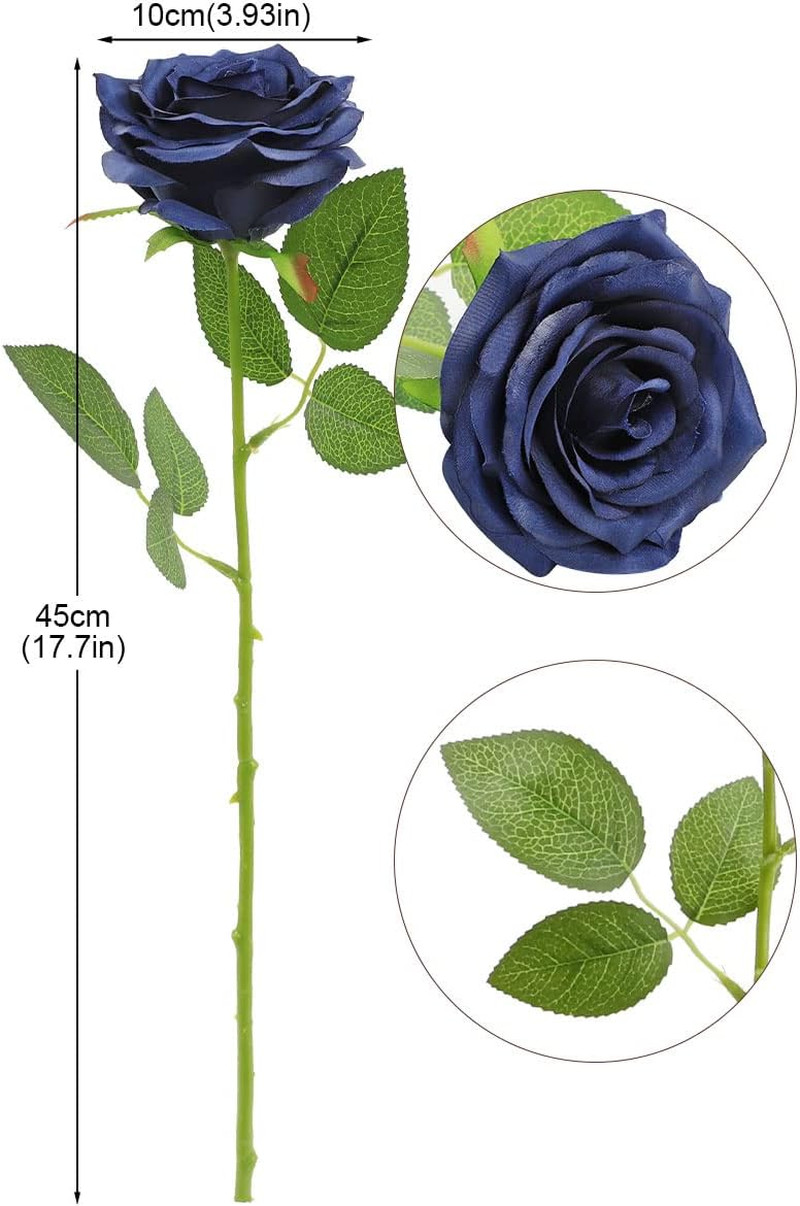 Artificial Rose Flower Navy Blue Flowers Navy Blue Roses Silk Flowers 12 pcs wit