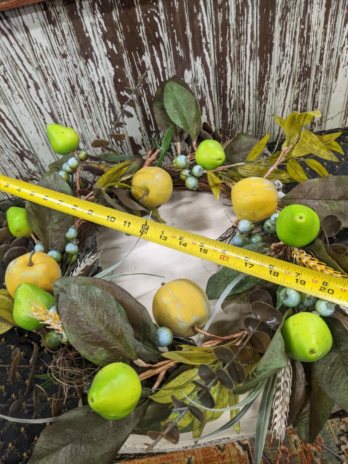 Artificial Greenery Apple and Pear with Berries Spring Wreath for Front Door