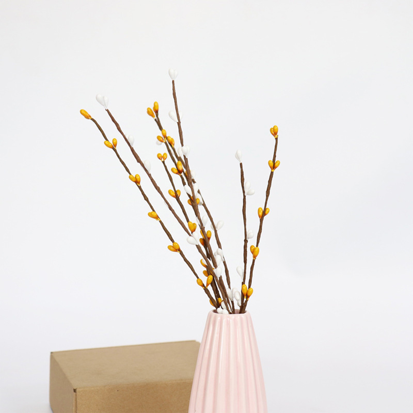 White Green Pink Easter Berry Stems 30cm Decor