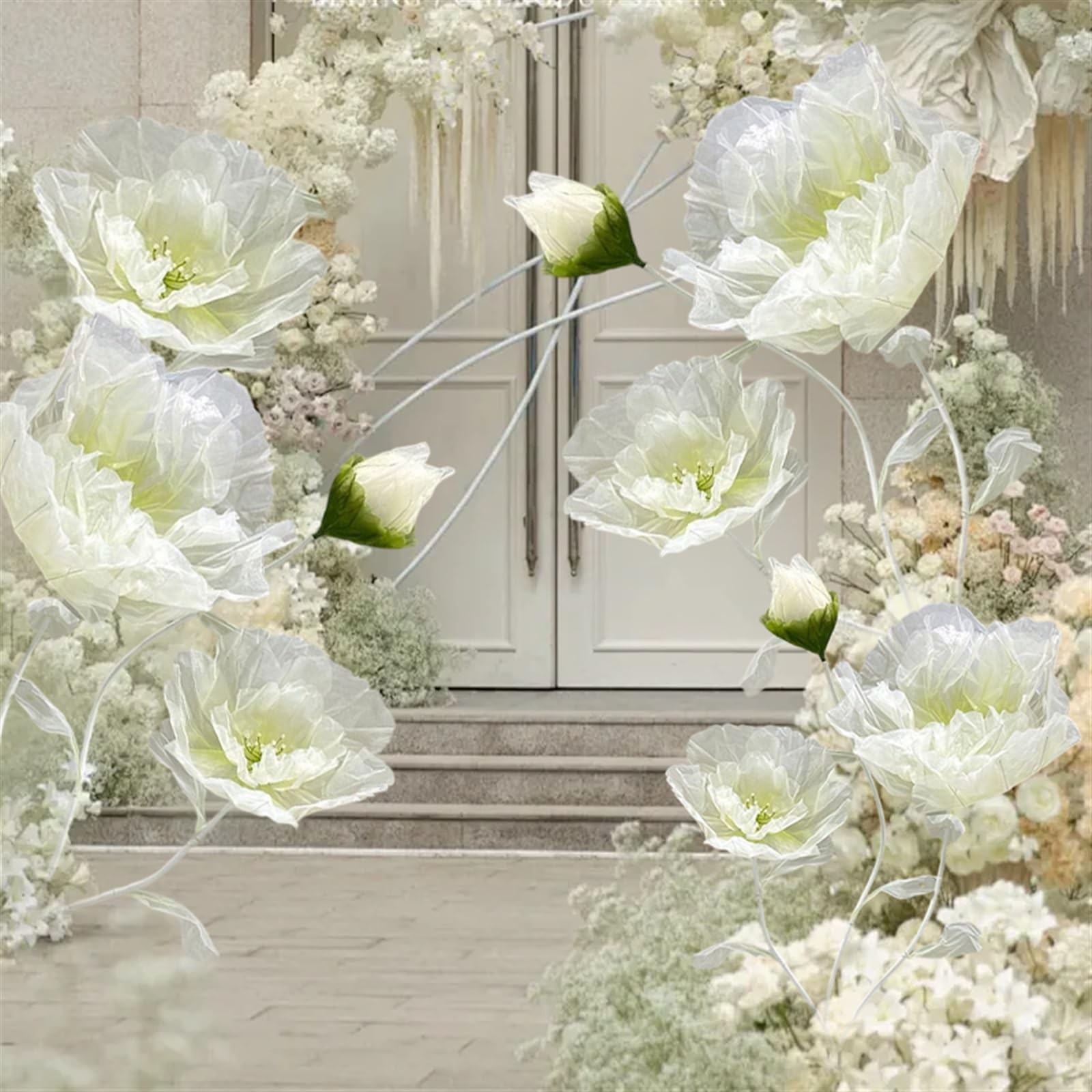 Artificial Silk Flower Decoration, Large Fake Flower with Standing Stems and …