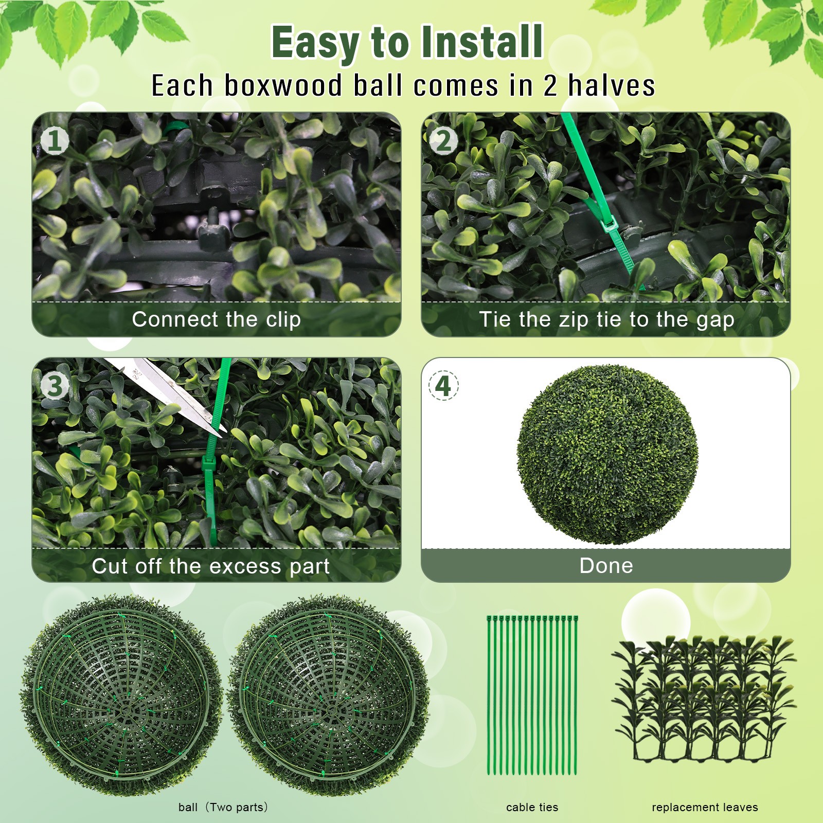 Artificial Boxwood Topiary Balls 22.4″ Outdoor Garden Decor, 2pc Set