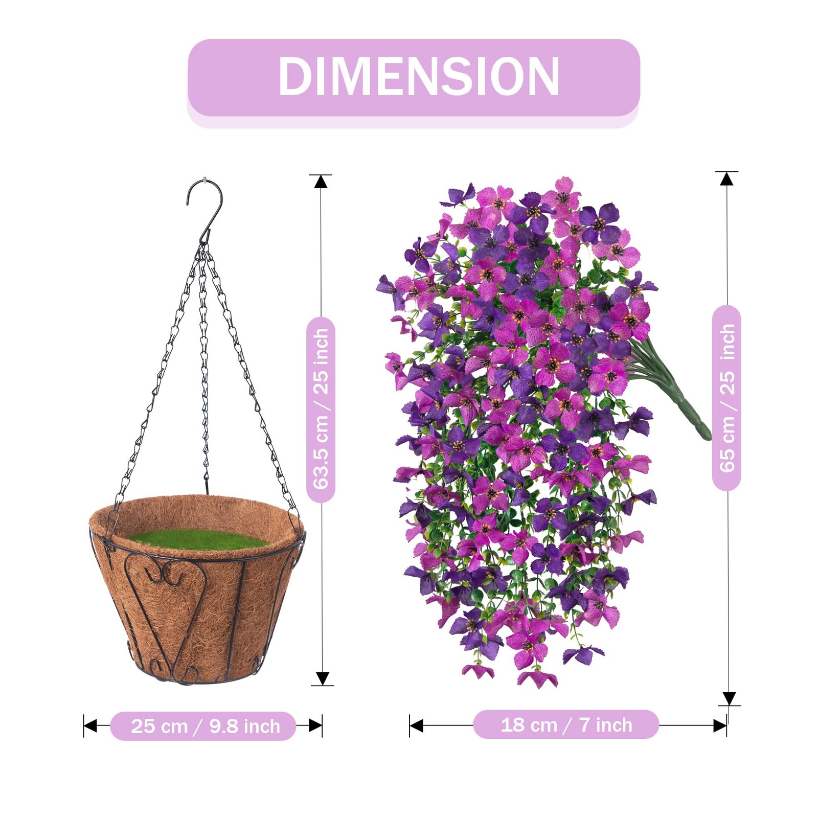 INXUGAO Artificial Hanging Flowers Plants with Basket for Outdoors, Realistic…