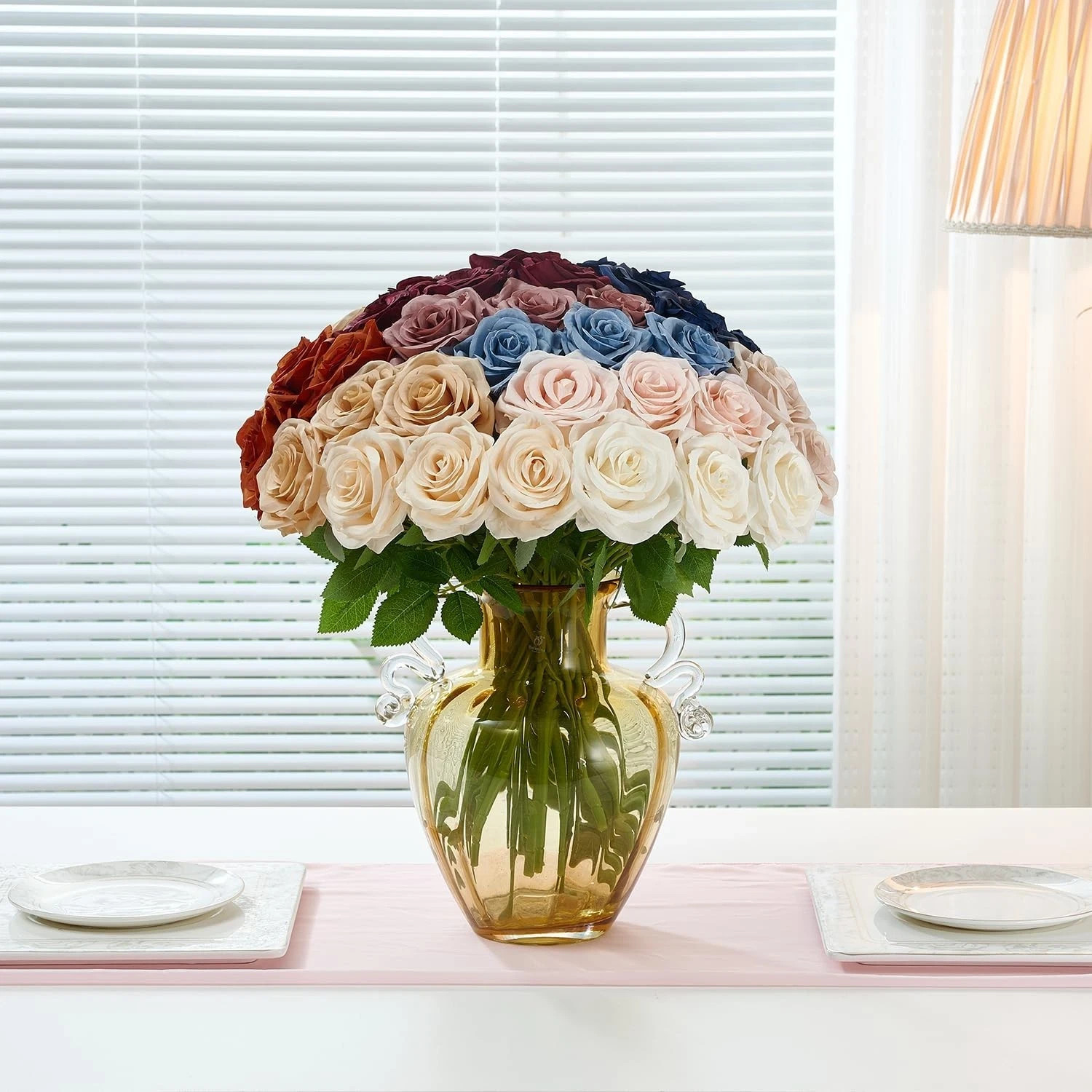 50Pcs Nude Roses Artificial Flowers Artificial Silk Roses Bulk,Fake Roses Flo…