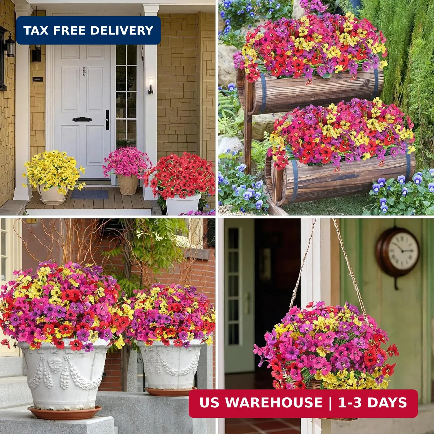 Ouddy Decor 12 Bundles Artificial Flowers for Outdoors Fake Silk Flowers UV Resi