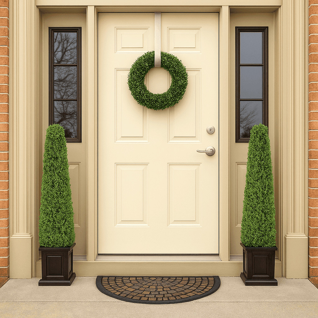 16.5-Inch Indoor/Outdoor Artificial Greenery Boxwood Wreath for Frontdoor