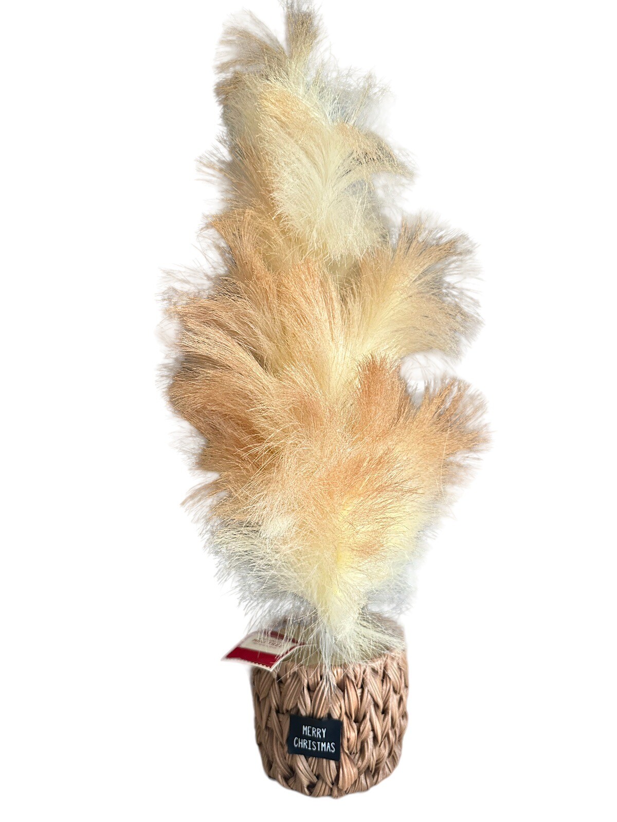 Pampas Grass Christmas Tree Faux Woven Basket 24” Boho Holiday Time NEW w Tags