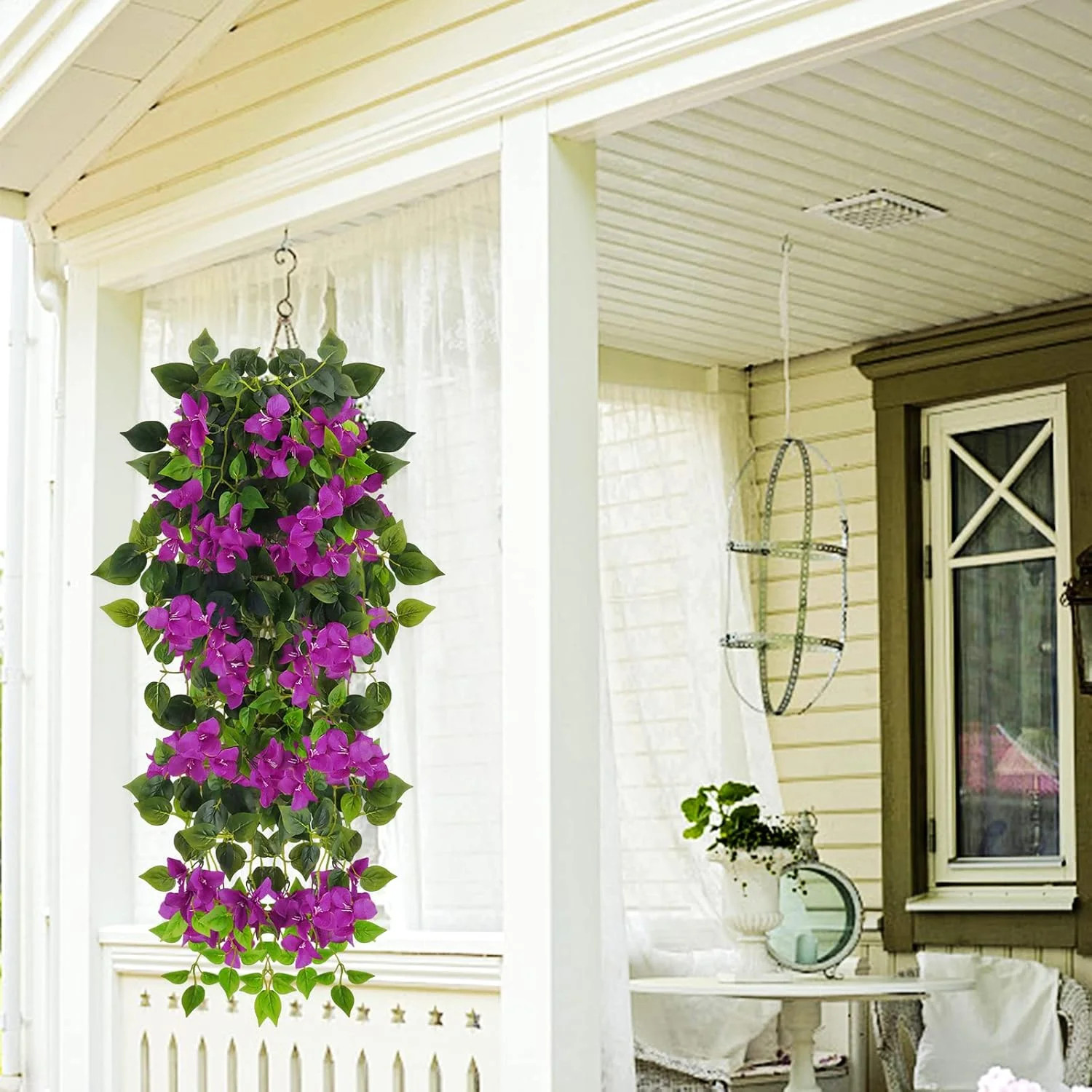 Artificial Hanging Flowers Bougainvillea, UV Resistant Faux Silk Flower Fabric V