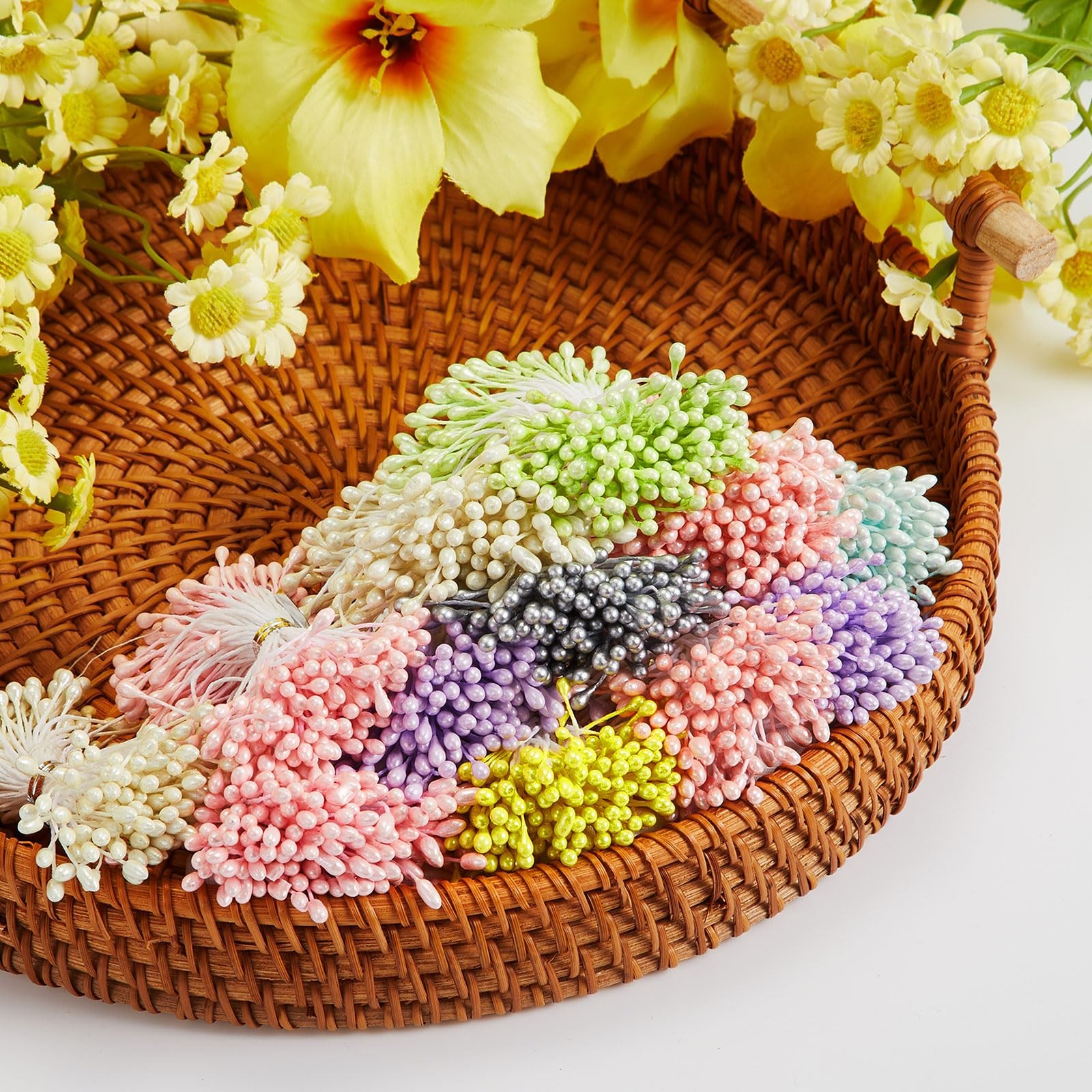 3600 PCS Assorted 12 Color 3mm Pearl Flower Stamen Double Heads Pistil
