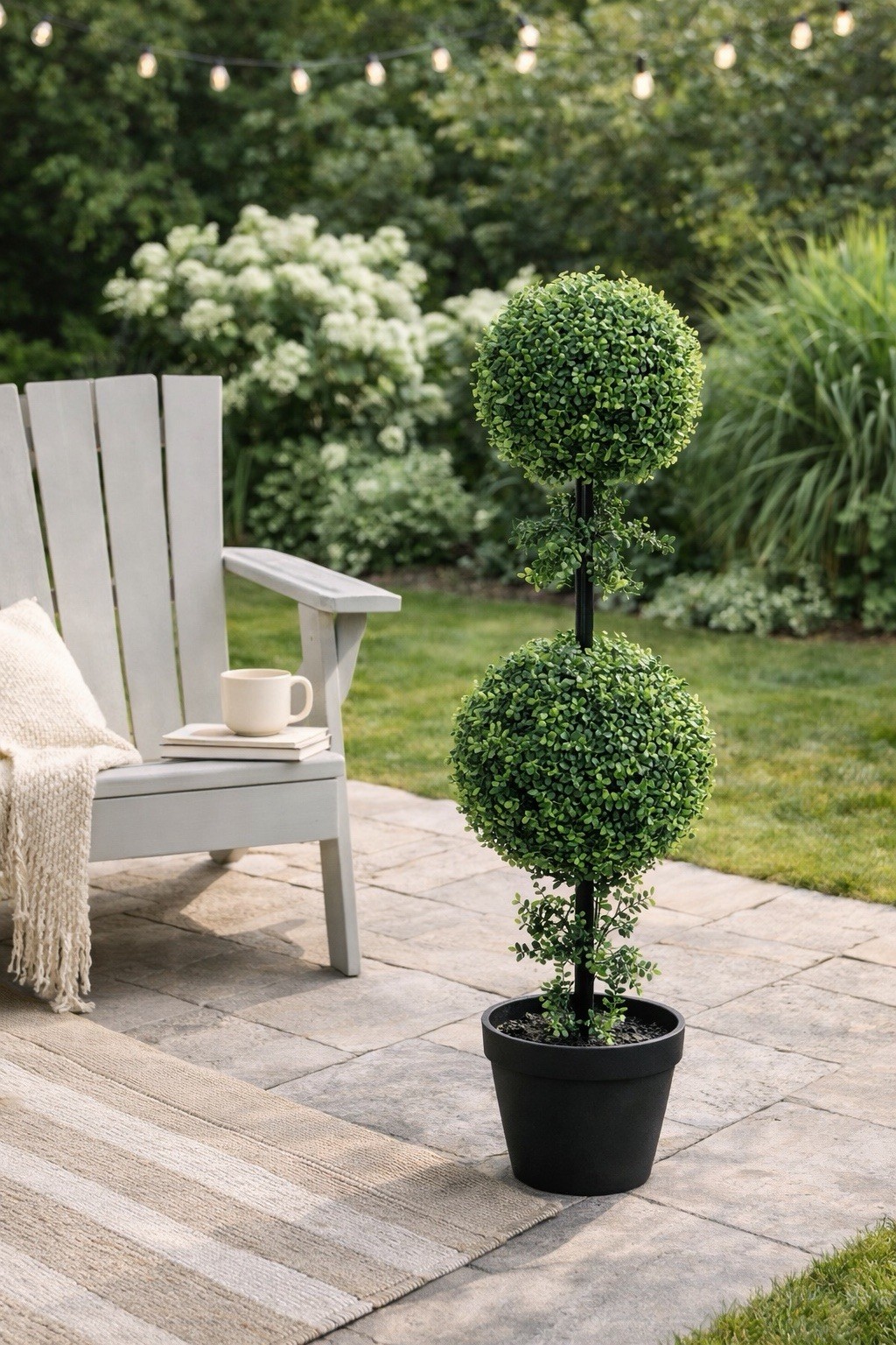 34” Boxwood Double Ball Topiary Artificial Tree (Indoor/Outdoor)