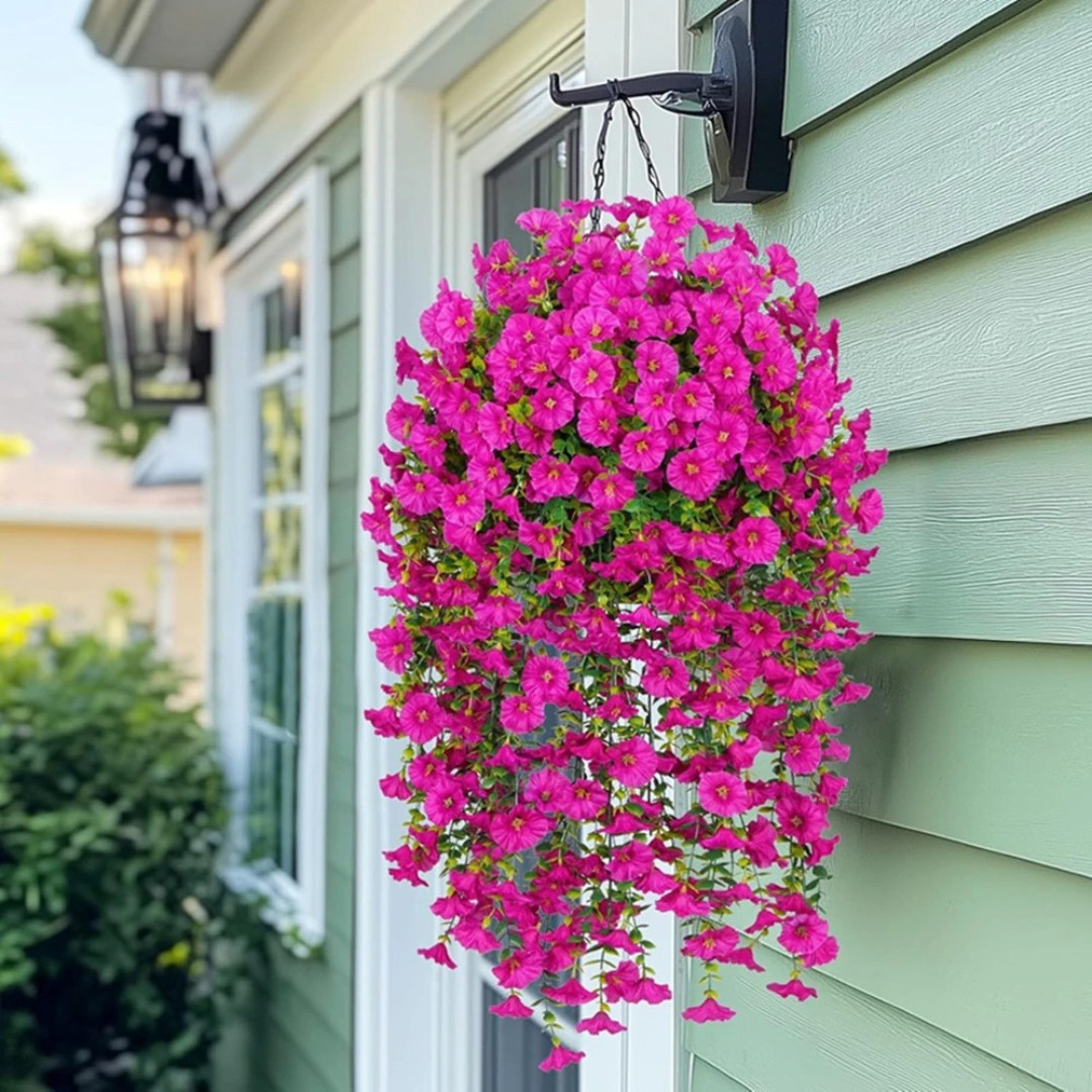 2PCS Artificial Morning Glory Vines UV Resistant Hanging Flowers Decor