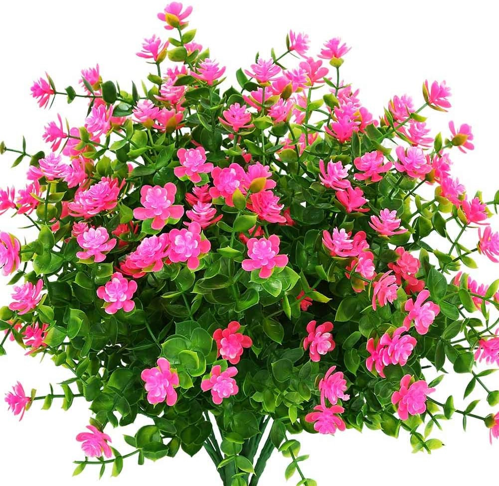 Artificial Flowers Fake Outdoor UV Resistant Boxwood Plants Shrubs 4 Pack, Faux