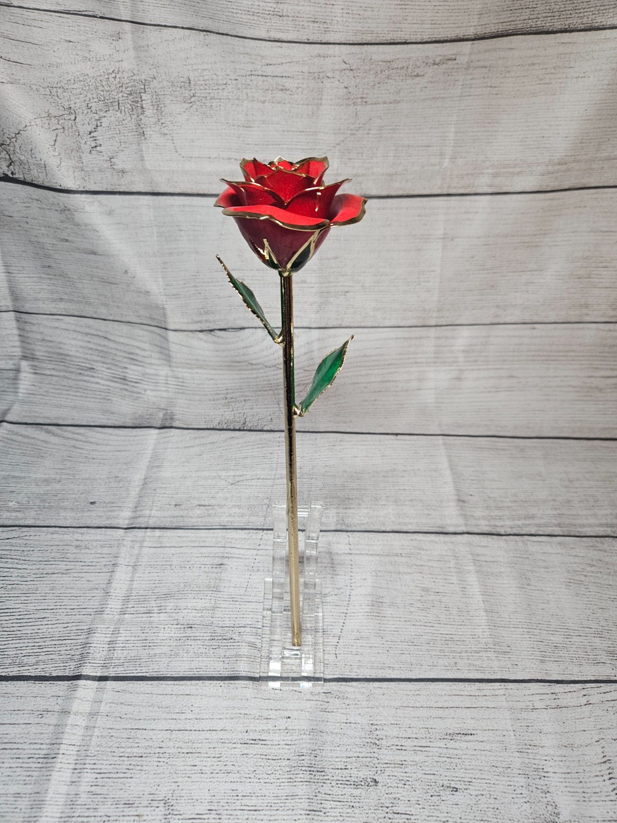 24K Gold Dipped Real Rose with Stand – Forever Gift for Her, Red – 11″ Long