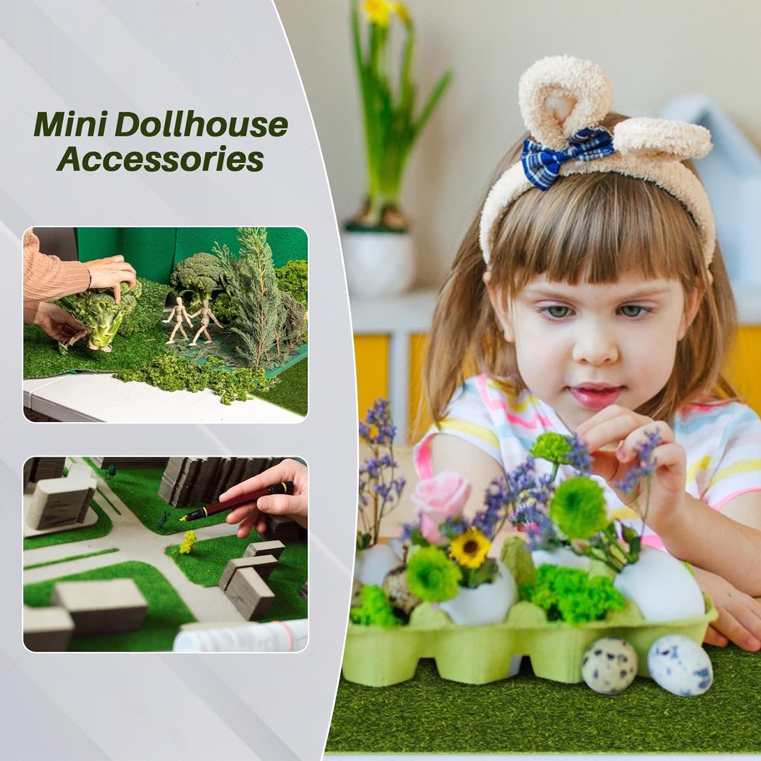 6PCS Artificial Grass Mats 5.9″x5.9″ for Crafts, Fairy Garden,Decor, Grass Faux