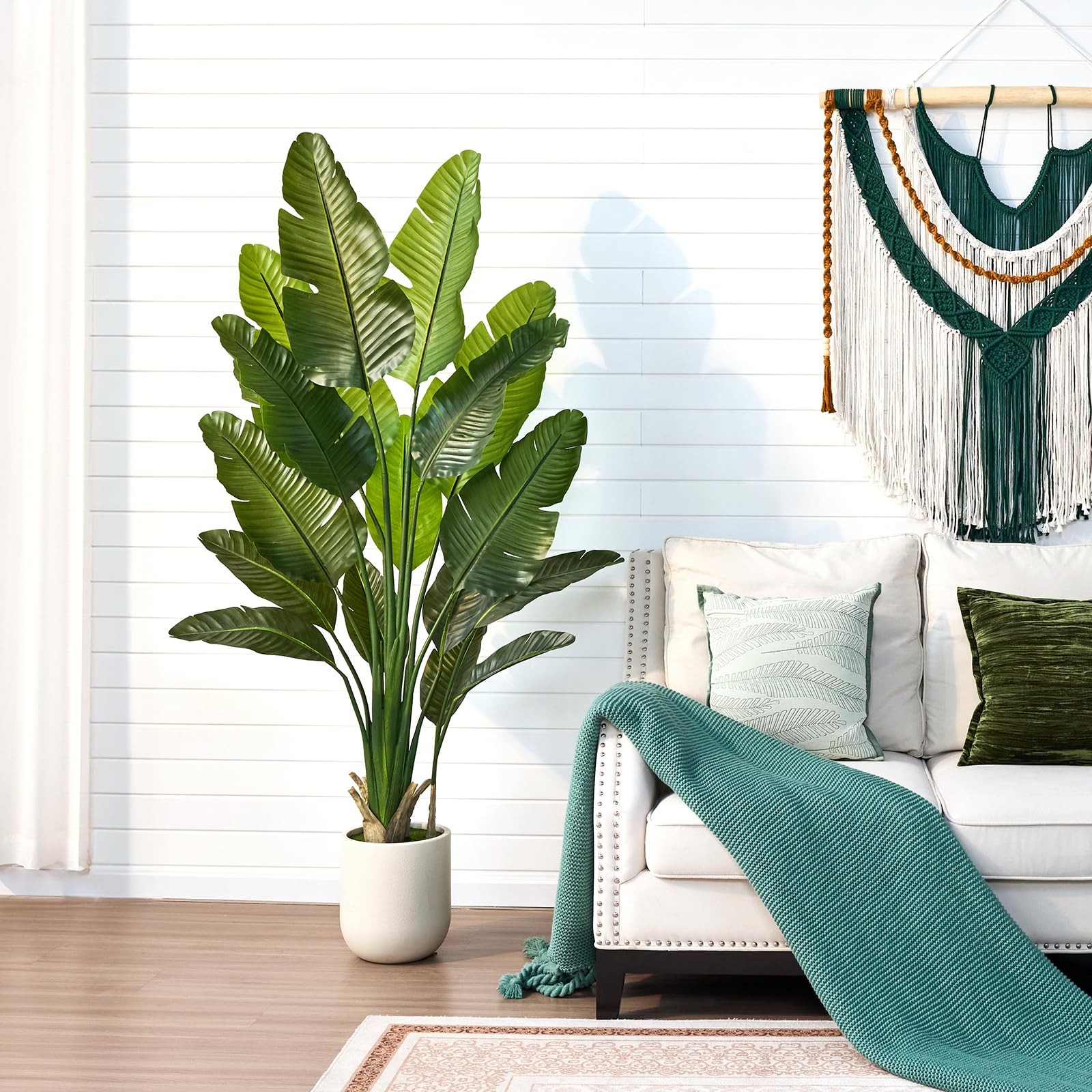 Bird of Paradise Artificial Plant,6Ft Tall Fake Plants Indoor with 11″ White …
