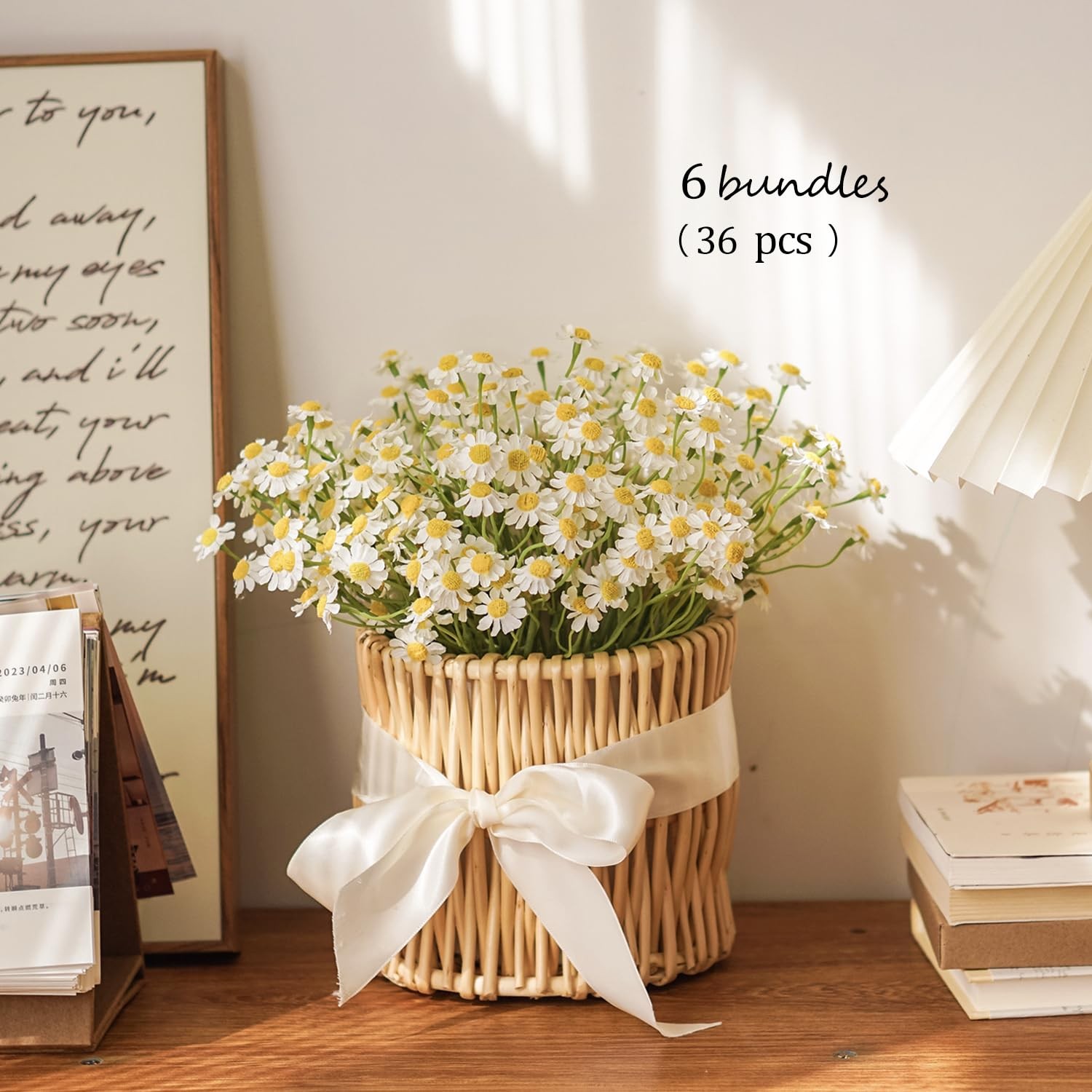 36 PCS Small White Daisy Flowers Artificial 10 Inch Fake Spring Wildflowers