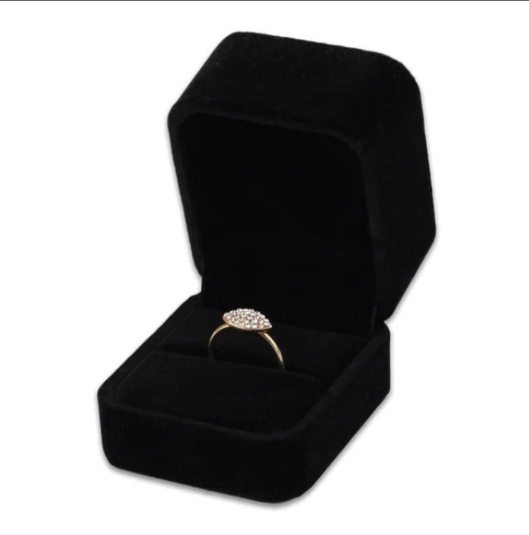 Niche-Finds Black Velvet Ring Box – Luxury Soft 2.5 x 2 x 2 inches,