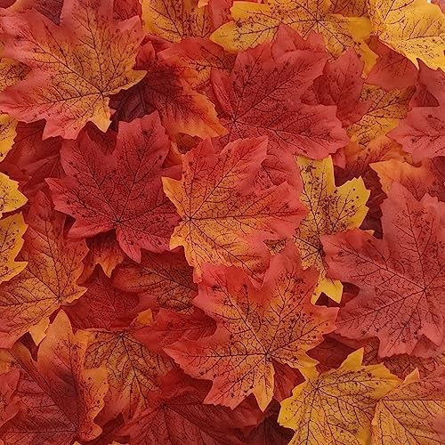 4.73”Artificial Fall Leaves for Decoration,1.6 LB Assorted Fall Blade Odorle…