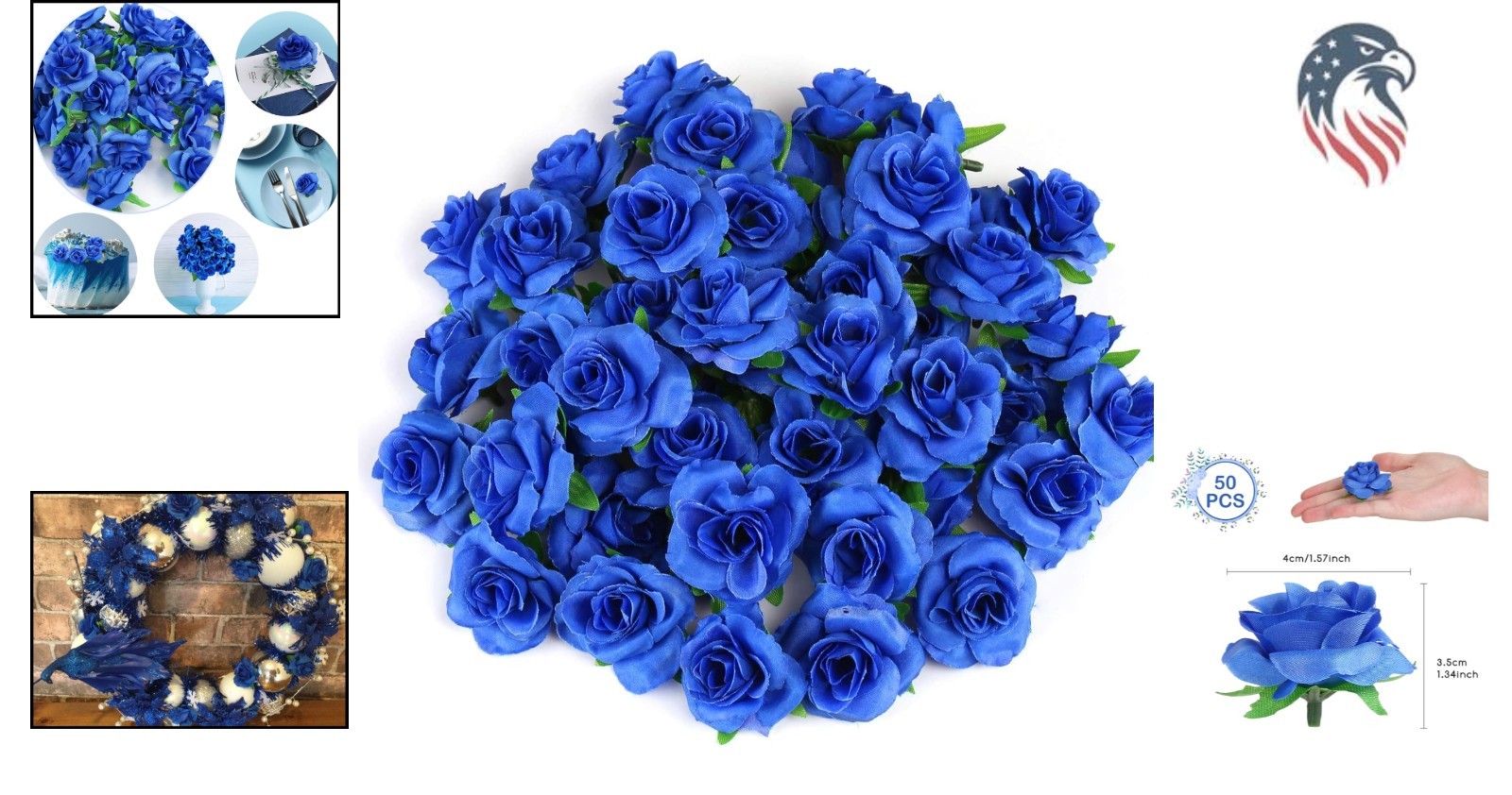 50 Small Royal Blue Silk Roses – Elegant for Wedding Centerpieces & Home Decor