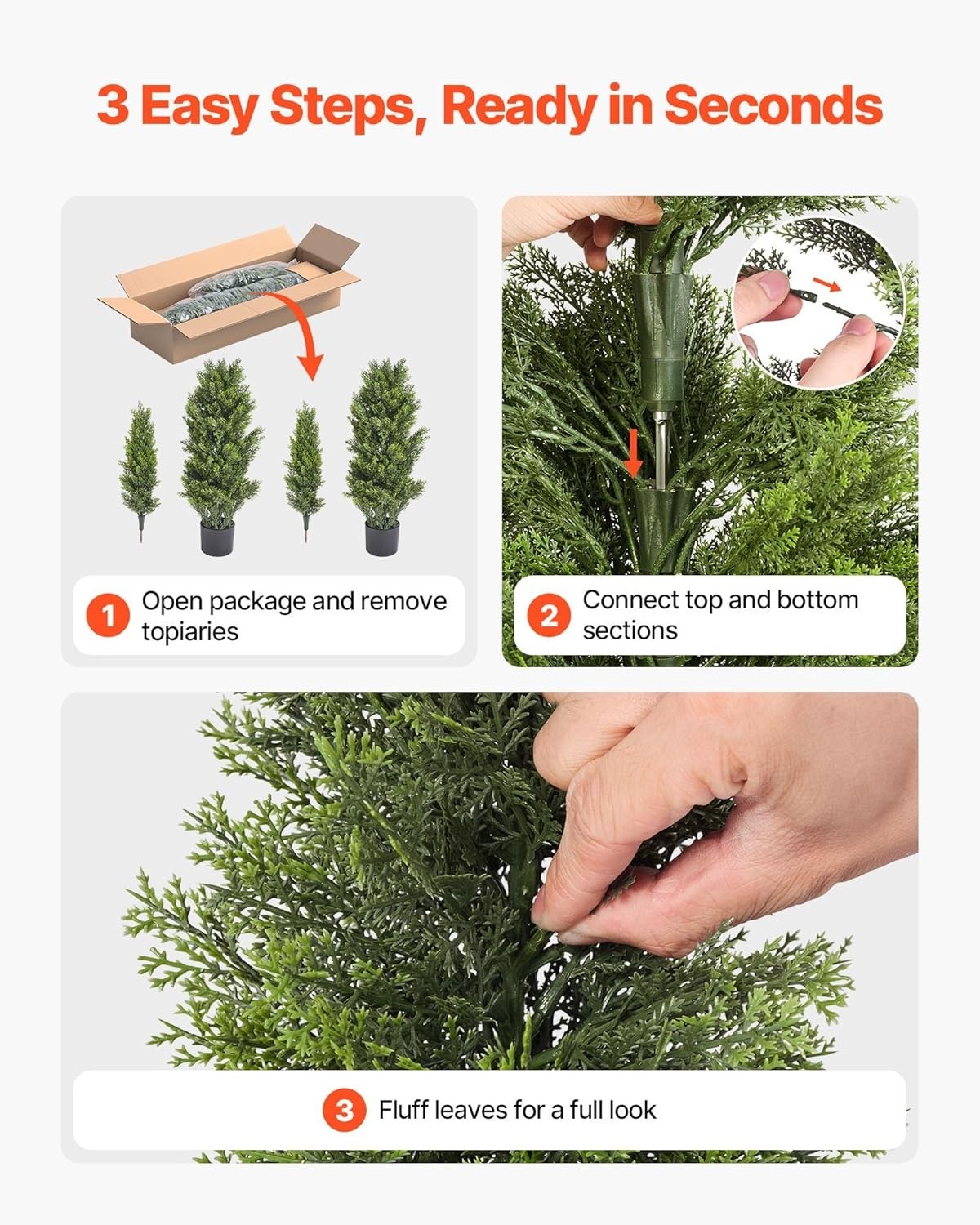 Artificial Cedar Topiary Trees, 48 inch 2 Set Faux Pine Shrubs Plants, Fake S…
